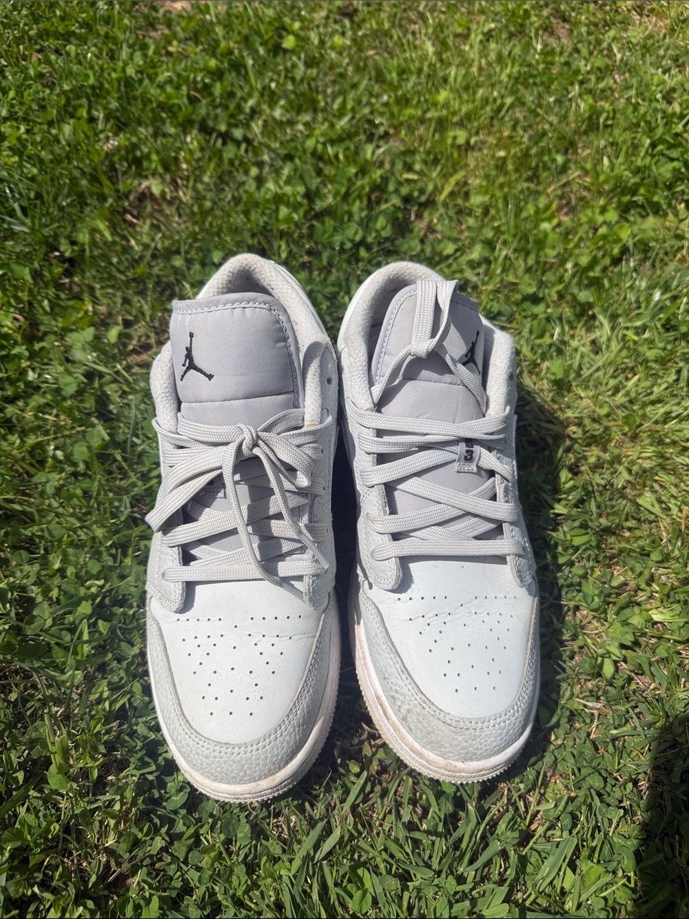 Jordan Low Top Sneakers in Light Gray and Black Jumpman